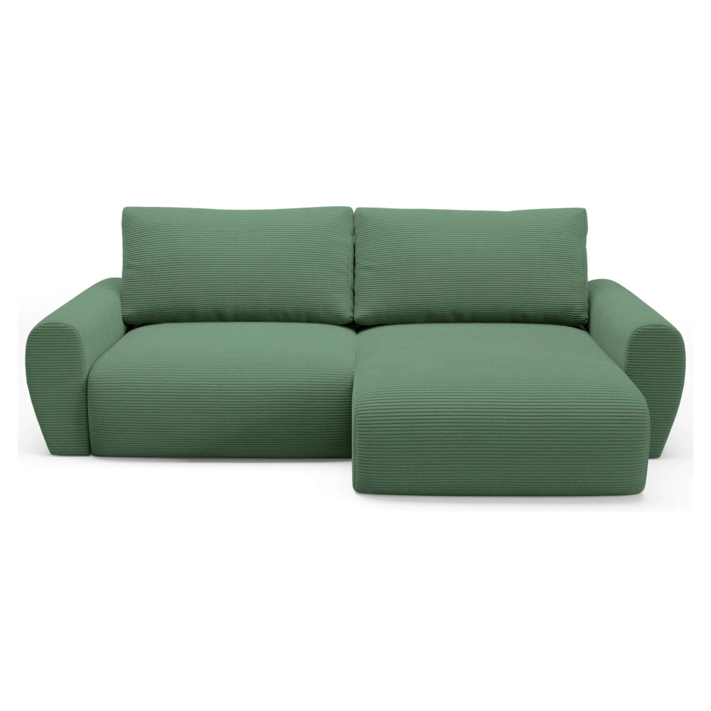 Paullo, Divano Letto con Penisola Contenitore, 253x153 cm Verde