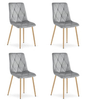 VALORA TYRA Velvet Chair - Elegante grigio chiaro per soggiorno x 4