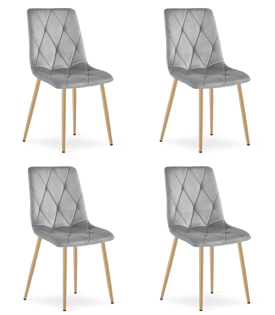 VALORA TYRA Velvet Chair - Elegante grigio chiaro per soggiorno x 4