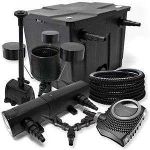 Set Filtro per 12000l Chiarificatore 36W Pompa NEO8000 70W Tubo 25m Skimmer CSP250 Fontana