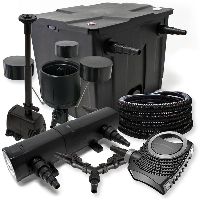 Set Filtro per 12000l Chiarificatore 36W Pompa NEO8000 70W Tubo 25m Skimmer CSP250 Fontana