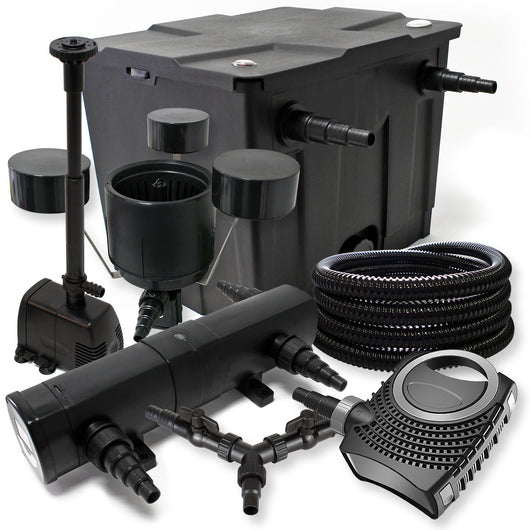 Set Filtro per 12000l Chiarificatore 36W Pompa NEO8000 70W Tubo 25m Skimmer CSP250 Fontana