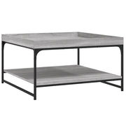 Tavolino da salotto | Tavolino da caff¨¨ | Tavolino da Soggiorno Grigio Sonoma 80x80x45 cm in Legno Multistrato e Ferro