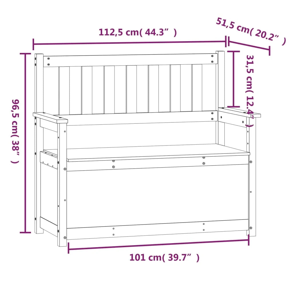 Panca 112,5 x 51,5 x 96,5 cm legno massello di pino nero 02_0010646
