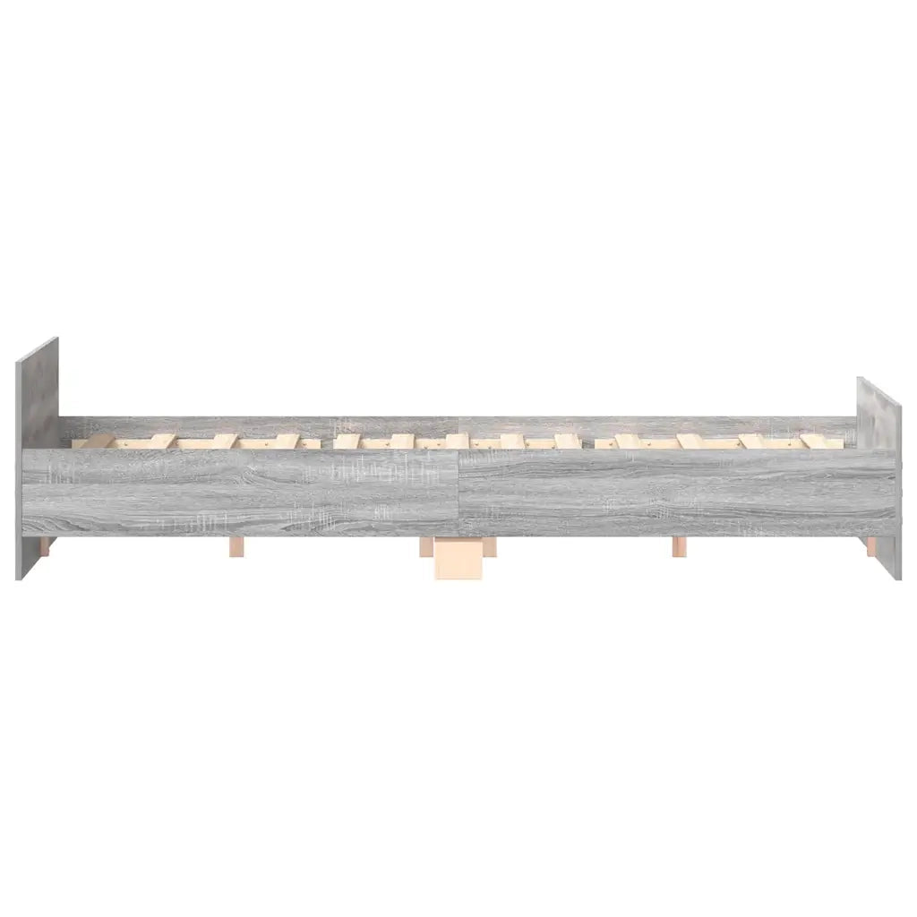 Giroletto con Testiera e Pediera-Struttura Letto Grigio Sonoma 160x200 cm