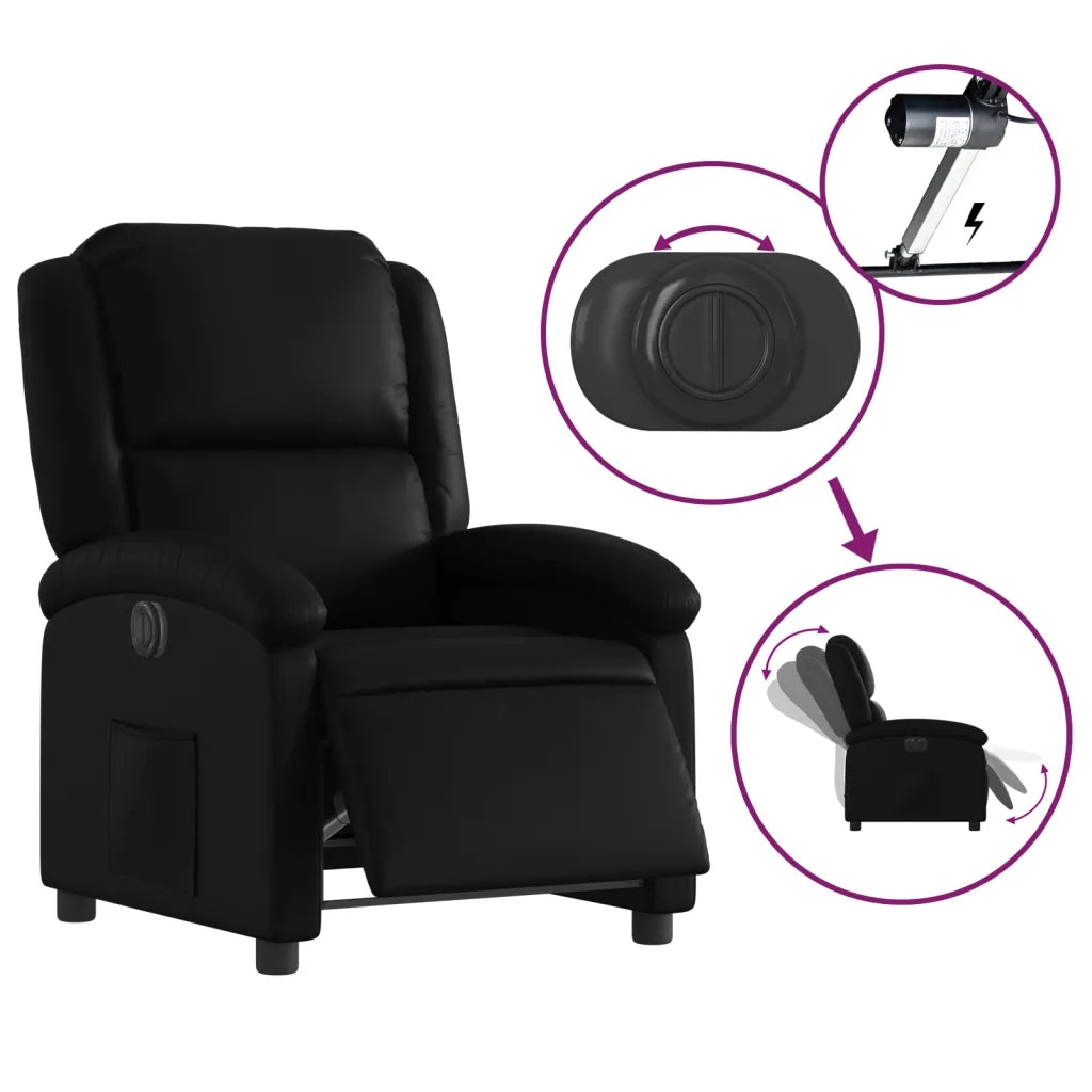 Poltrona Reclinabile Elettrica Nera in Similpelle 3204212