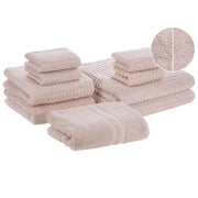 Set di 9 asciugamani da bagno e tappetino da bagno per ospiti in cotone rosa a bassa torsione