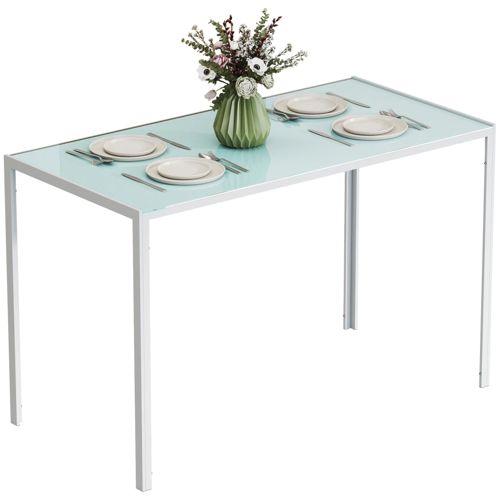 Tavolo da pranzo allungabile per 4 persone ¨C zephmum ¨C bianco, vetro temperato, metallo, 120x60x75