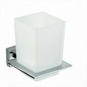 Trade Shop - Porta Spazzolini Dentifricio Con Bicchiere Vetro Parete Arredo Bagno Cubo 87213 -