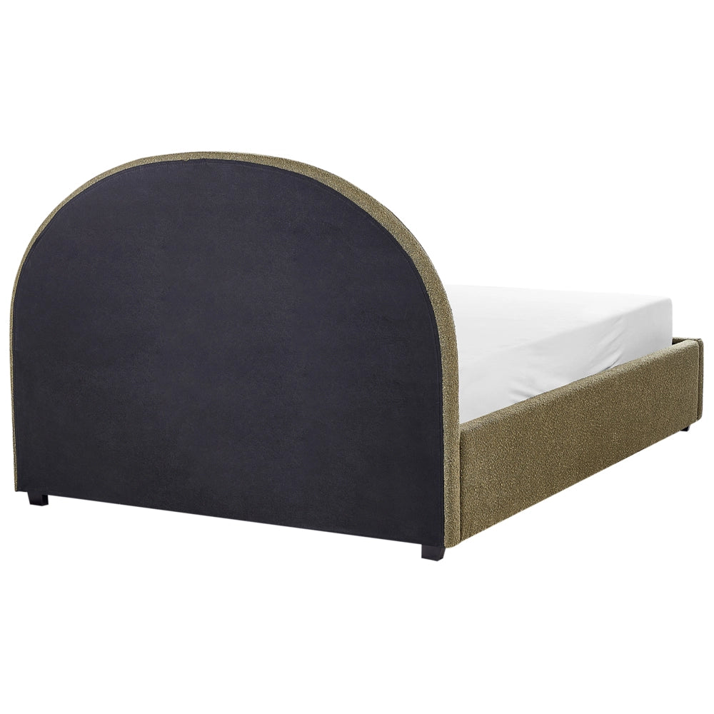 Letto matrimoniale contenitore tessuto bouclè verde oliva 140 x 200 cm camera da letto