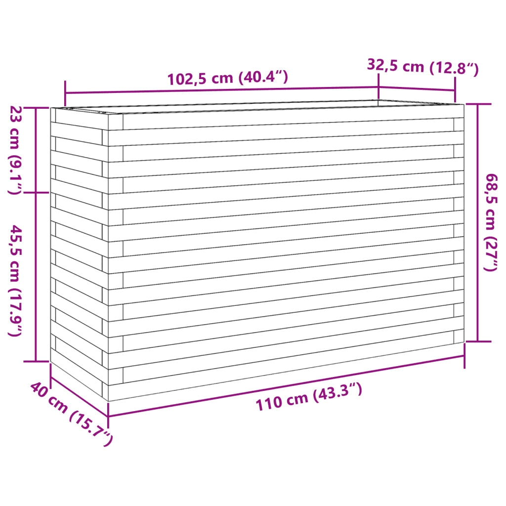 Fioriera Giardino Marrone Cera 110x40x68,5 Legno Massello Pino 3282496