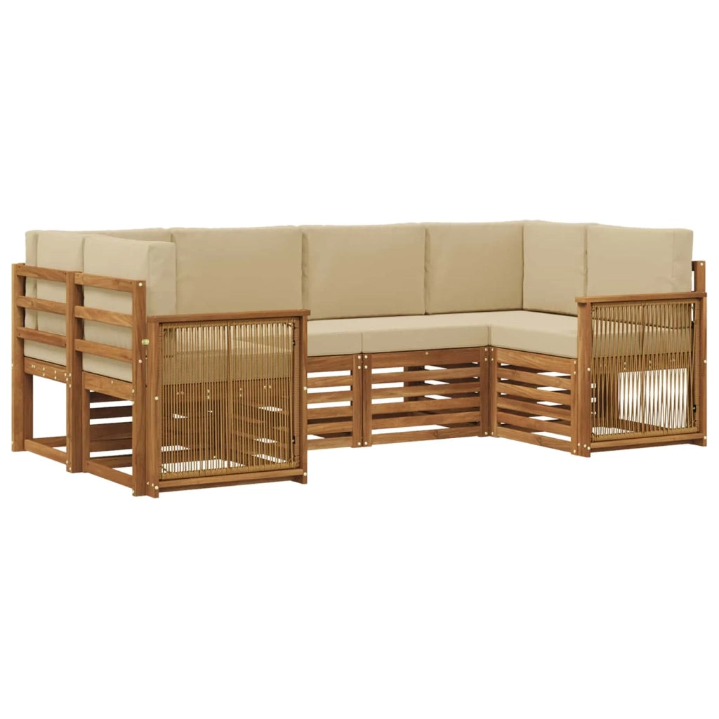 Set di divani da esterno con cuscino 5 pcs Naturale 3384779