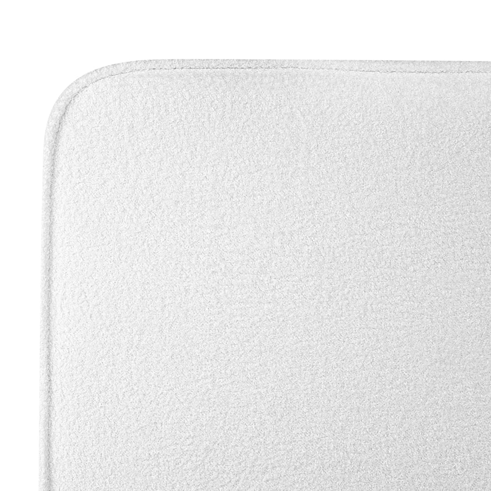 Letto matrimoniale imbottito in bouclé bianco sporco gambe in metallo nero 180x200 cm testiera stile classico minimalista