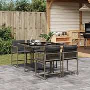 vidaXL Set da Pranzo da Giardino 5 pz con Cuscini in Polyrattan Grigio