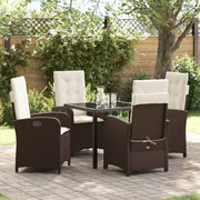 Set da Pranzo per Giardino con cuscino 5 pcs Marrone polyrattan 3380268