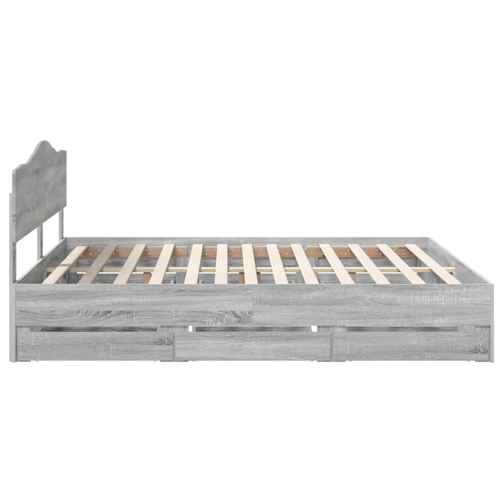 Struttura del letto con cassetto Grigio Sonoma 200 x 200 cm