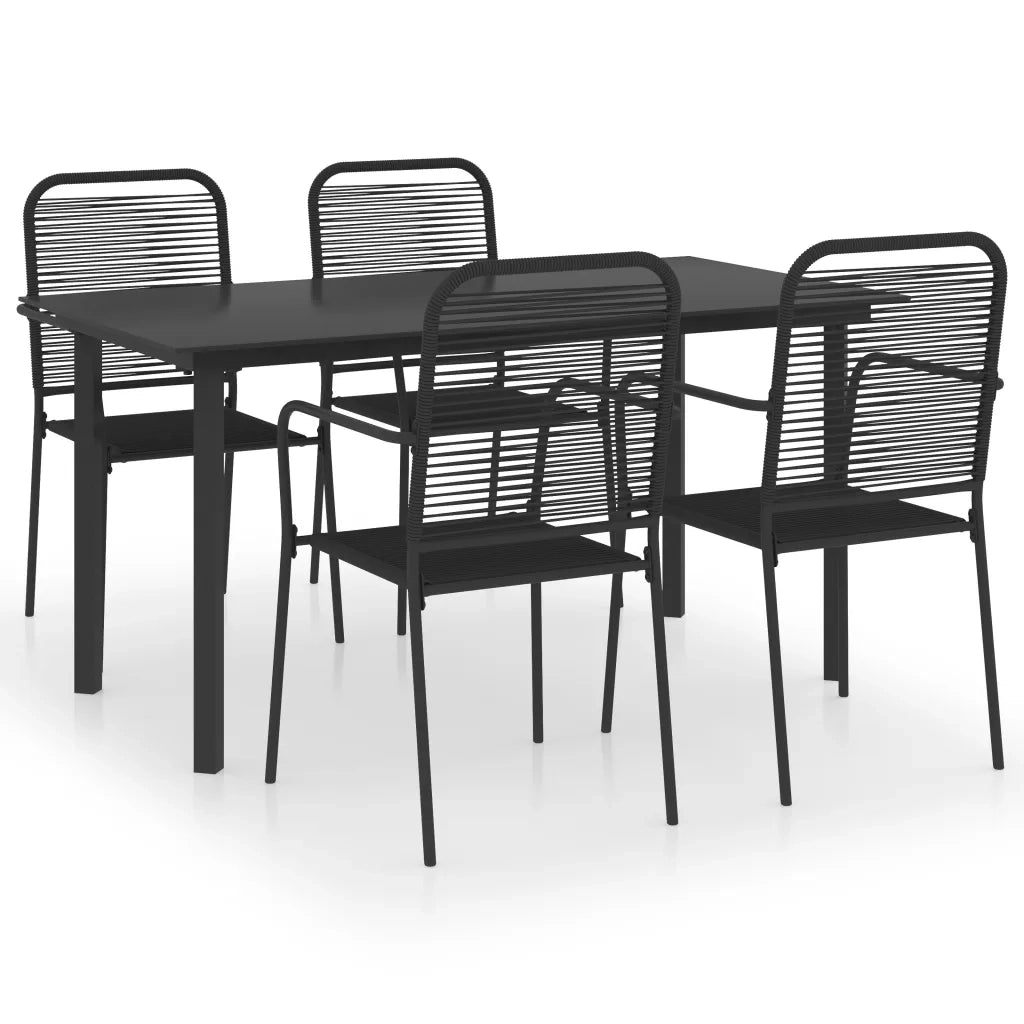 Set da Pranzo da Giardino 5 pz Nero in Vetro e Acciaio 3060209