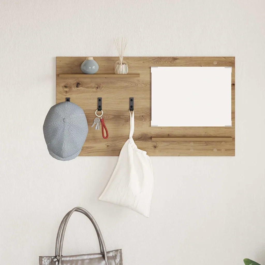 vidaXL Appendiabiti a muro rovere artigianale 90 x 10 x 50 cm