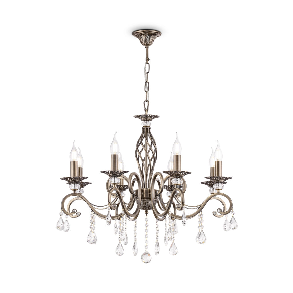 Maytoni Lampadario Classico Grace 8 luci E14 ottone metallo cristallo