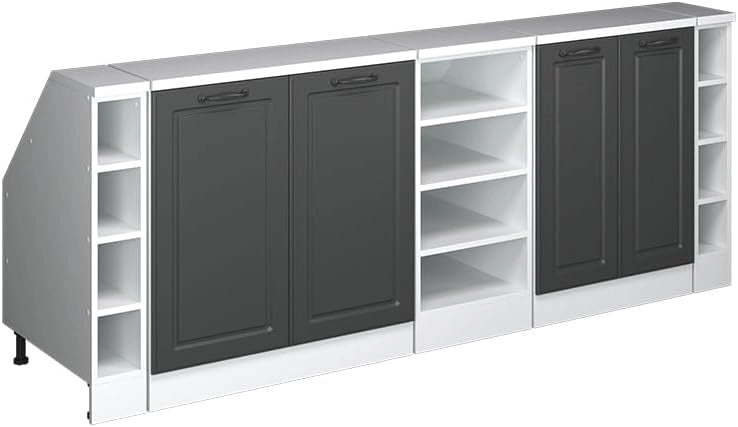Set di mobili sottotetto Rion, Antracite casa di campagna, 210 cm Set di 5 carcasse armadio profondità 60 cm, adatto per il salvaspazio sotto tetti spioventi
