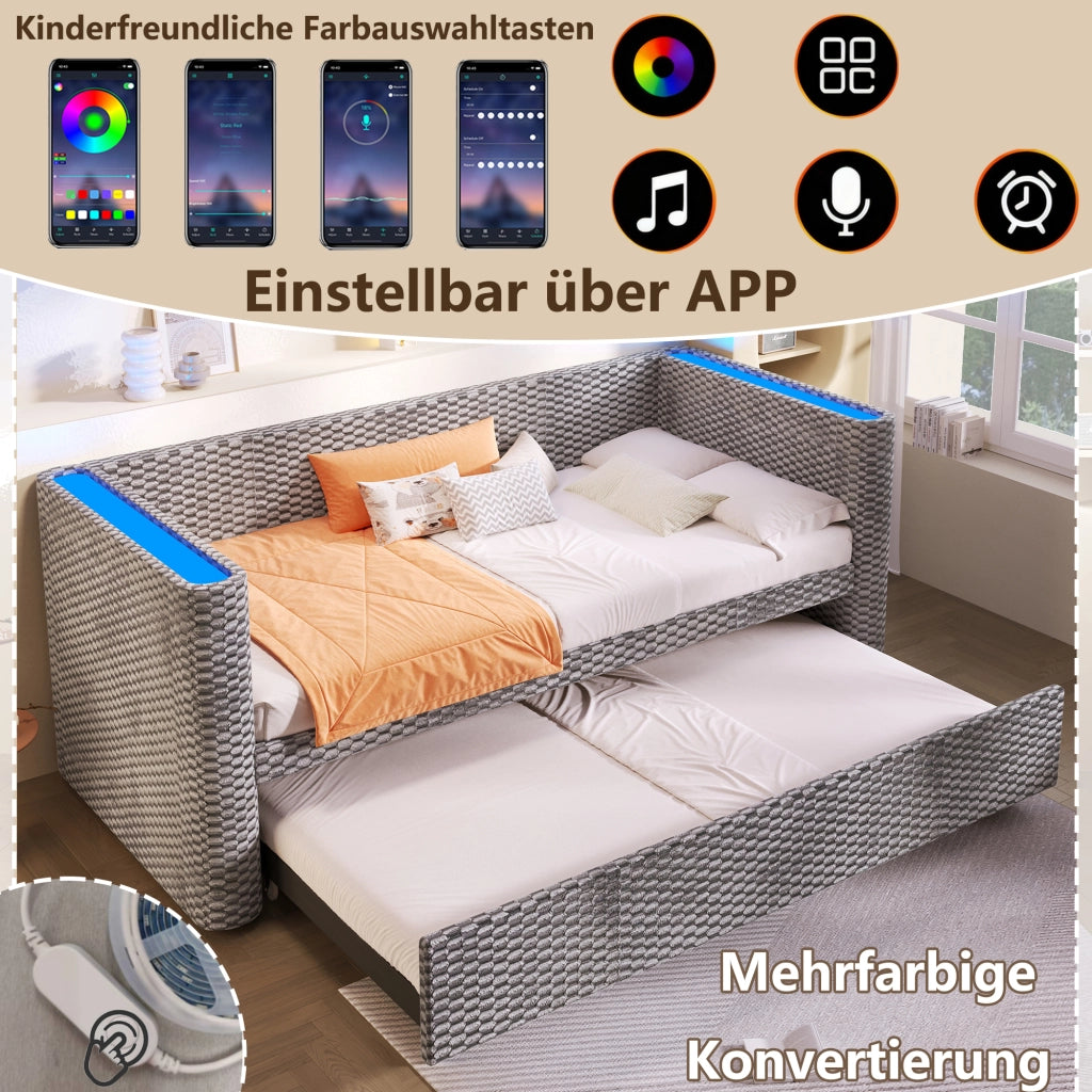 Tagesbett multifunzione velluto grigio 90x200 cm