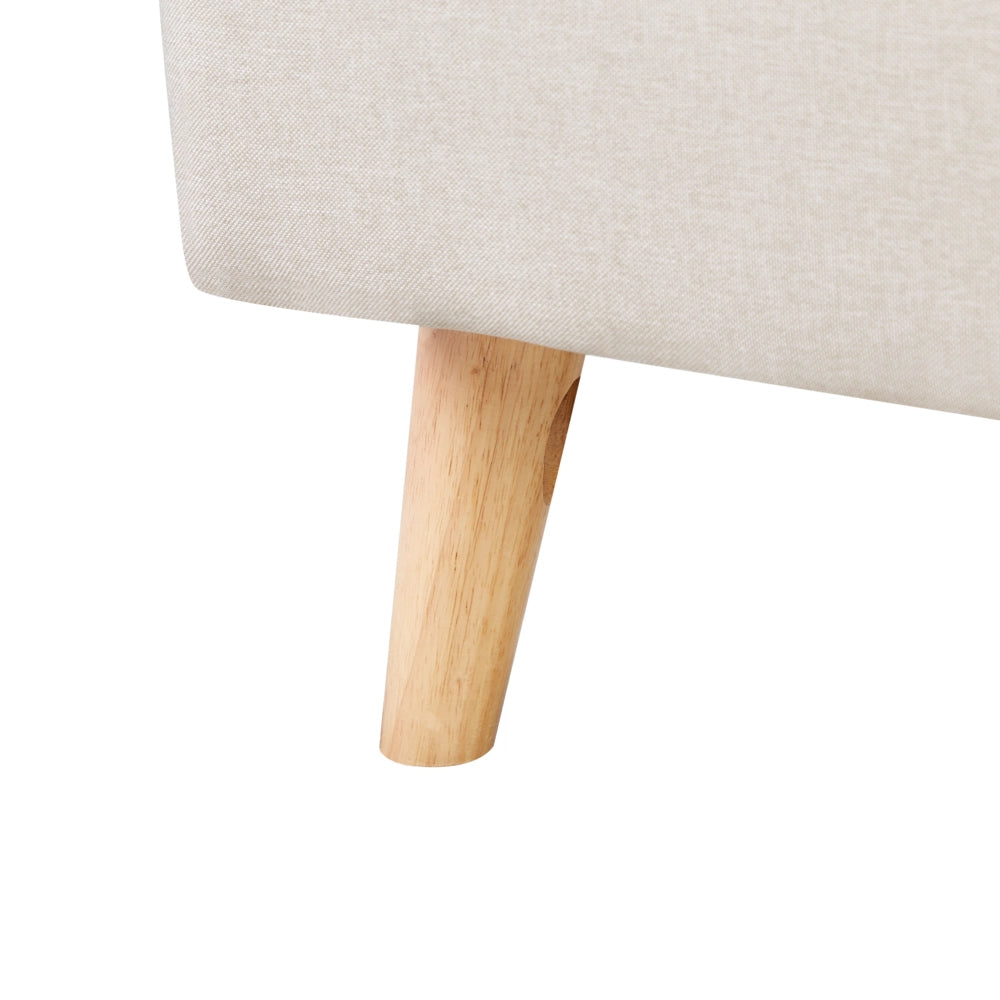 Letto a doghe Gambe in legno imbottite in tessuto poliestere beige 140 x 200 cm matrimoniale Design moderno