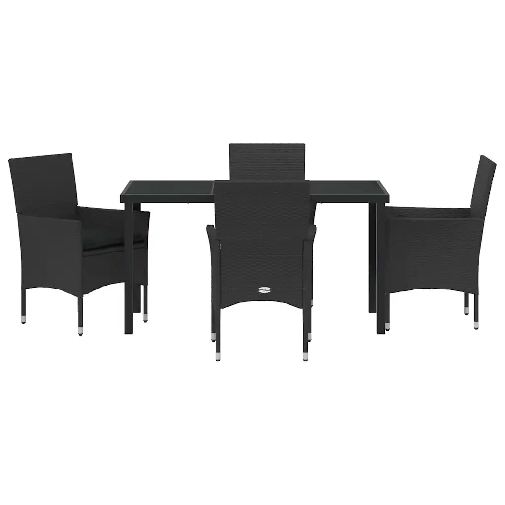 Set da Pranzo per Giardino con cuscino 5 pcs Nero polyrattan 3379774