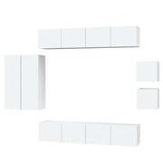 Set di mobili da 8 pezzi tra cui armadio credenza mobile TV televisore per soggiorno camera da letto salotto legno ingegnerizzato bianco 02_0025229