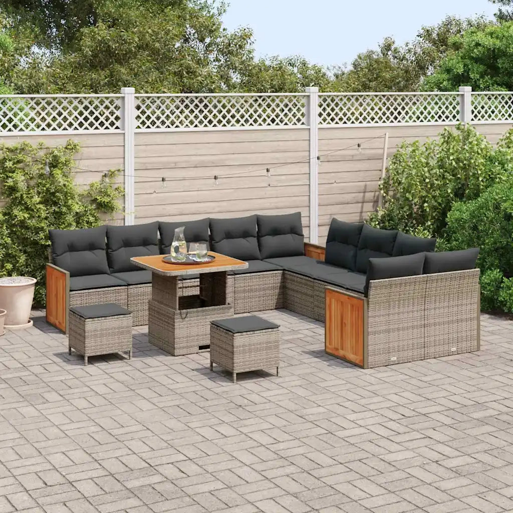 Set Divano da Giardino con cuscino 17 pcs Grigio polyrattan 3365313