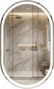 Specchio Bagno Retroilluminato, Specchio in Vetro Temperato con Luce LED Regolabile a 3 Colori, Antiappannamento, Interruttore Touch e Funzione Memoria, Orizzontale/Verticale