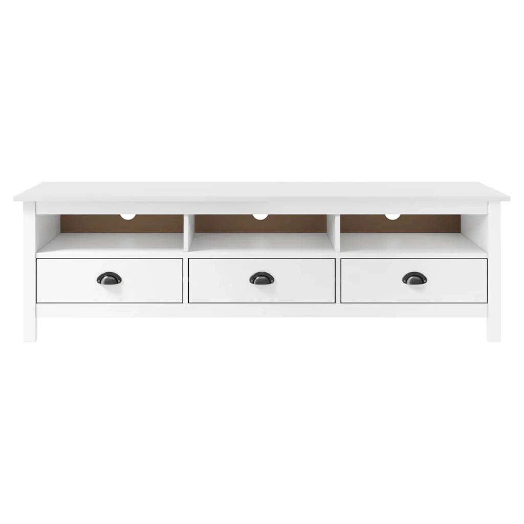 Mobile TV multimediale scaffale TV credenza TV sala da pranzo soggiorno camera da letto Hill Range 158 x 40 x 47 cm legno di pino massiccio bianco 02_0027640
