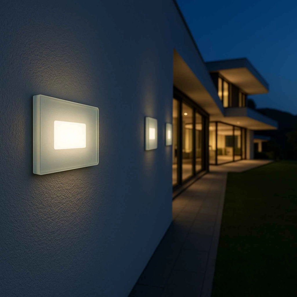 SEGNAPASSO IN VETRO A LED DA INCASSO PER SCATOLA 503 IP65 - CON CCT SWITCH 3 COLORI 4W