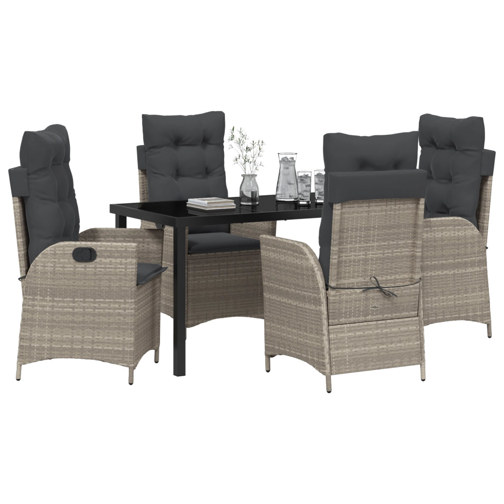 Set di Mobili da Giardino 5 Pezzi con Cuscini Grigio Chiaro Polyrattan