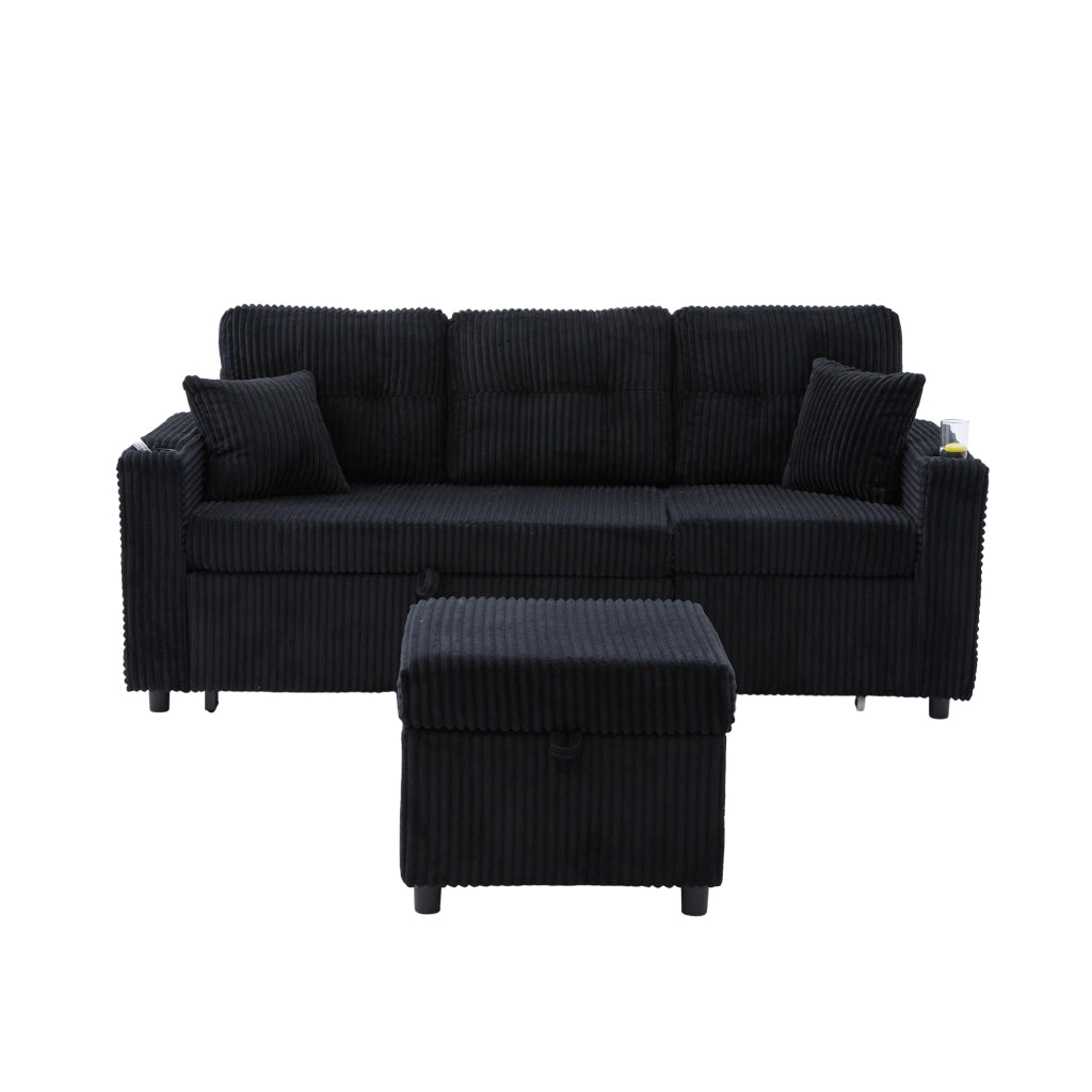 Divano Letto con Contenitore, LED, USB-C e Cuscini ¨C Xylo ¨C Velluto a Coste
