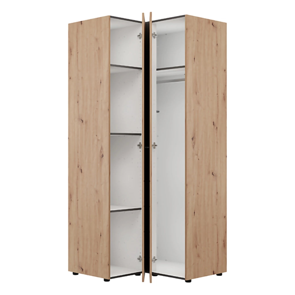 Armadio Camera da Letto Tavole, Guardaroba 2 Ante 4 Ripiani, 95x208h cm Marrone Rovere Nodi