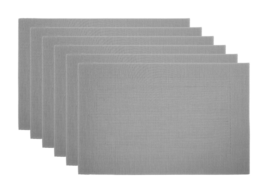 Set Tovagliette Americane Cucina Antiscivolo In Tinta Unita Lavabili - Set 6 - Grigio