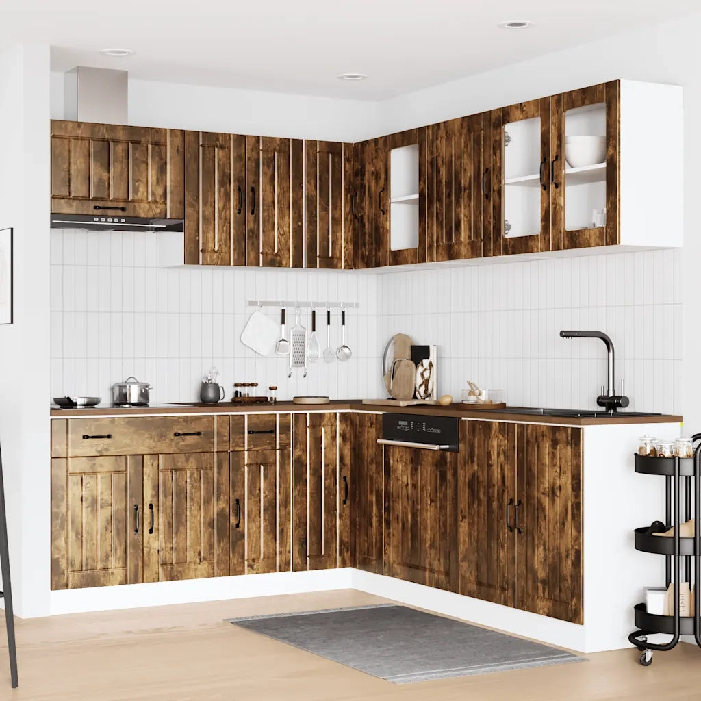 vidaXL Set Mobili da Cucina 11 pz Lucca Rovere Fumo in Truciolato