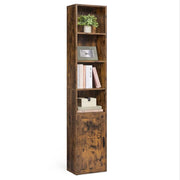Libreria alta a 6 ripiani con anta vano contenitore aperto 24 x 318 x 175 cm per soggiorno ufficio sala da pranzo marrone 12_0005282