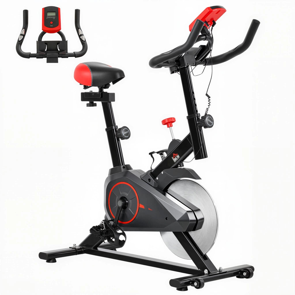 Cyclette da Interno con Display LCD Cardiofrequenzimetro Sella e Manubrio Regolabili Volano 6 kg ¨C Xylo ¨C Nero Rosso