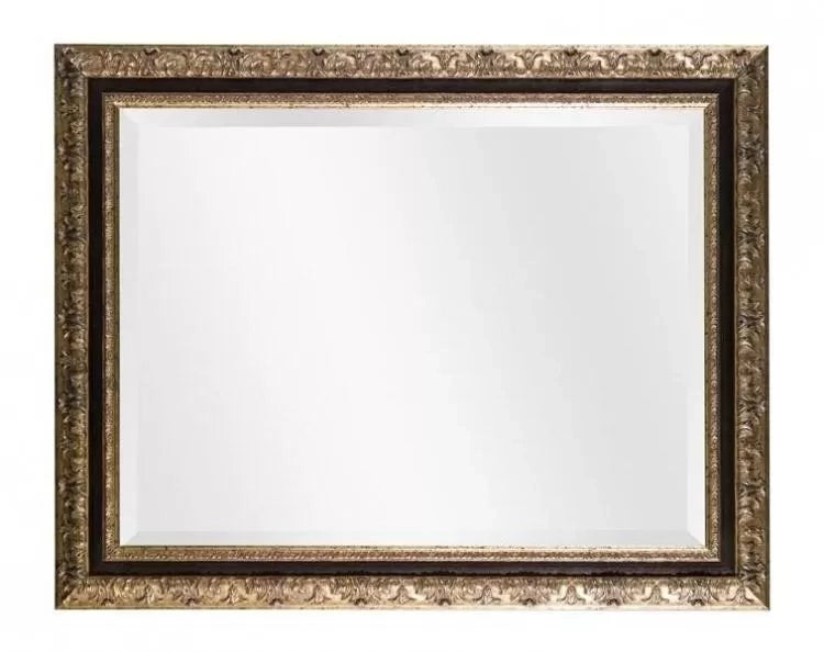 Specchiera in foglia oro con particolari noce rettangolare 66 x 86 x 3,5