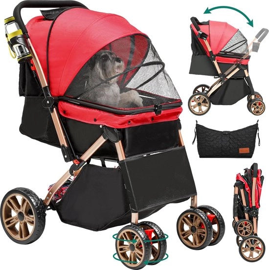 Buggia per cani - carriera per cani pieghevole con contenitore per accessori per jogger cani (rosso) Buggia per cani con cod. 12345, modello ABC123, peso 12 kg, capacità 20 kg, dimensioni 80x40x30 cm