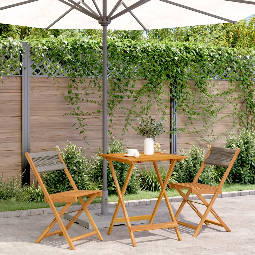 Set da Bistrot 3pz Grigio in Polipropilene e Legno Massello 3281758