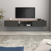 WHOUS Mobile porta tv Garda 2 ante e 1 ripiano centrale antracite opaco e rovere 210x35x30 cm