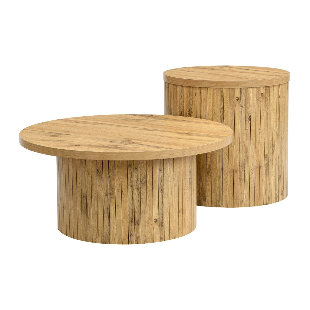 Tavolino da Salotto Rotondo con Ripiano in Legno ¨C Xylo ¨C Naturale