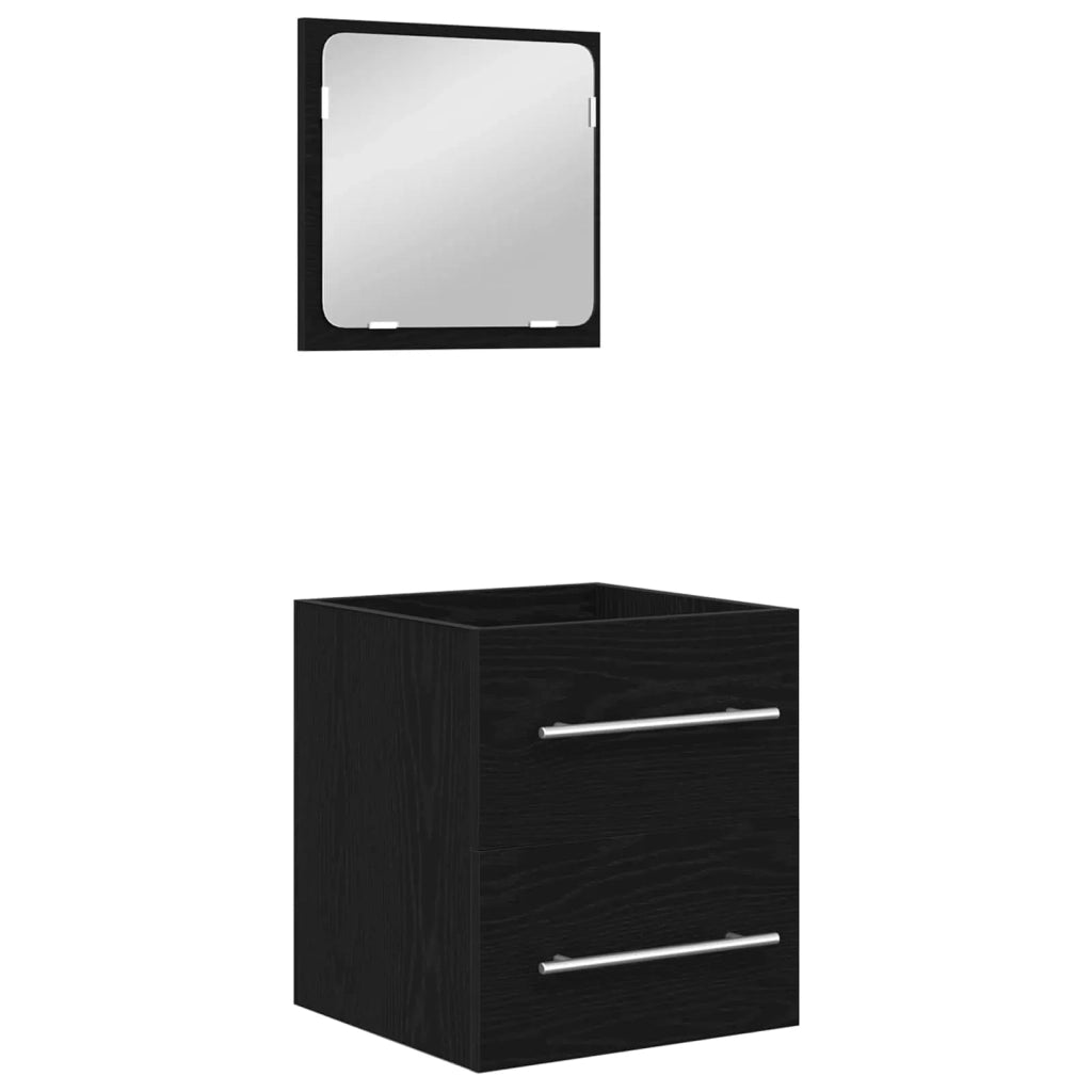 Set di mobili per il bagno 2 pcs Rovere Nero Legno multistrato 3393508