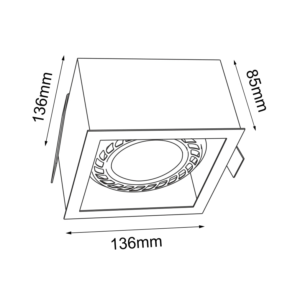 Faretto incasso quadrato bianco GU10 18W CAGE Brosline