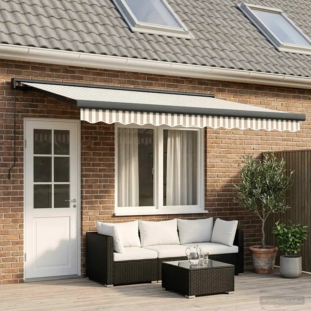 Tenda retrattile Grigio chiaro e bianco 500 × 300 cm 3426381