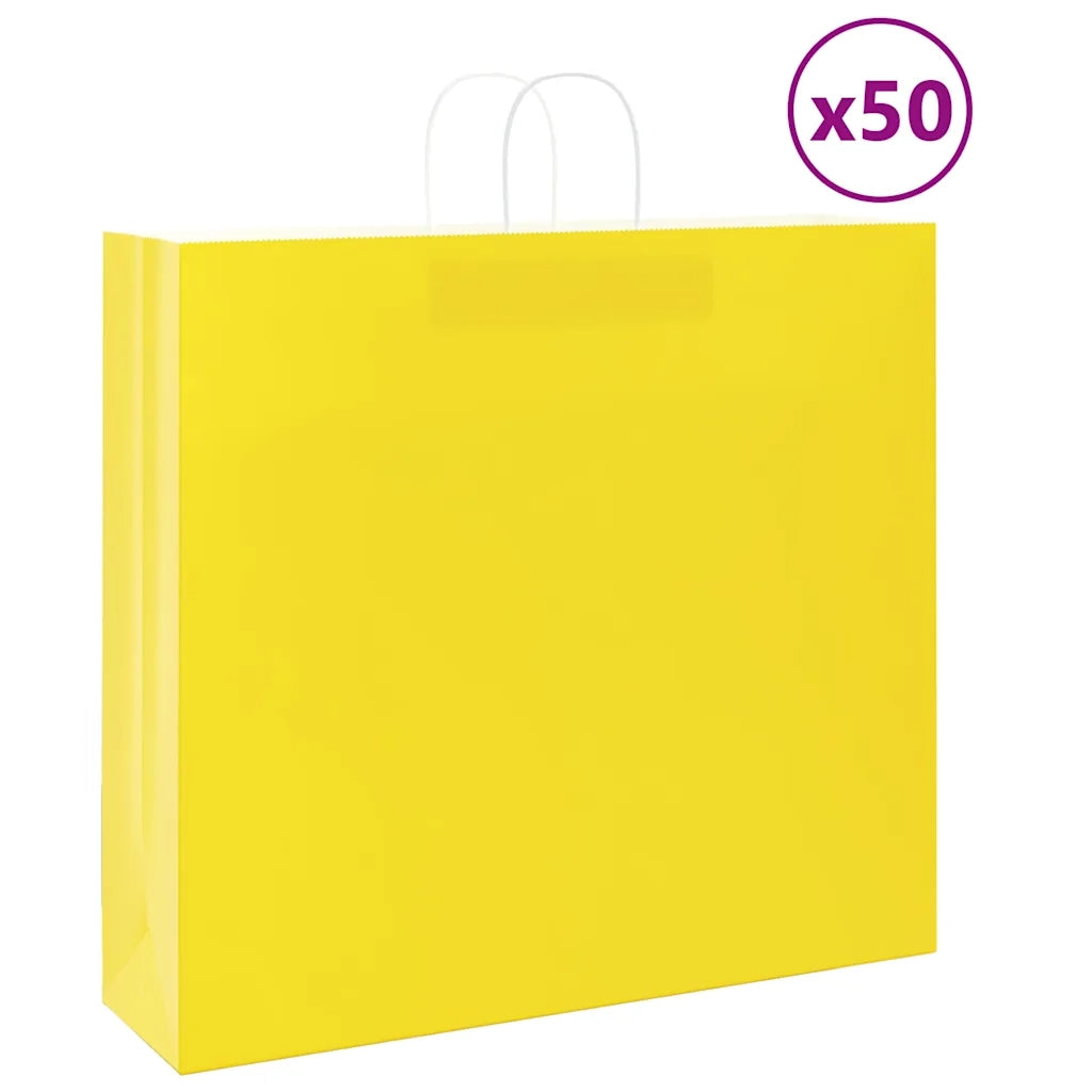 Sacchetti di Carta 50 pz con Manici Gialli 54x15x49 cm 4101780