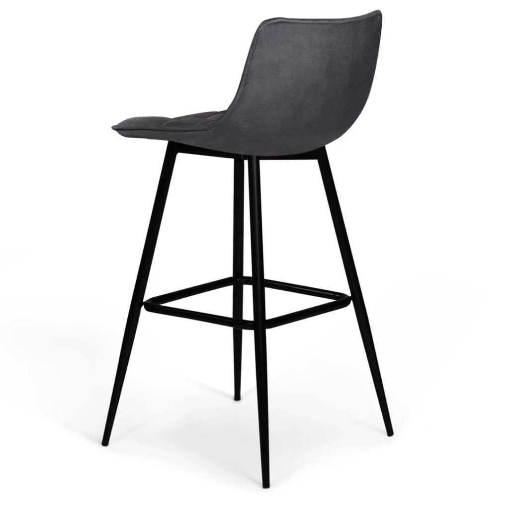 IDMarket - Set di 2 sgabelli da bar in velluto grigio scuro MADY