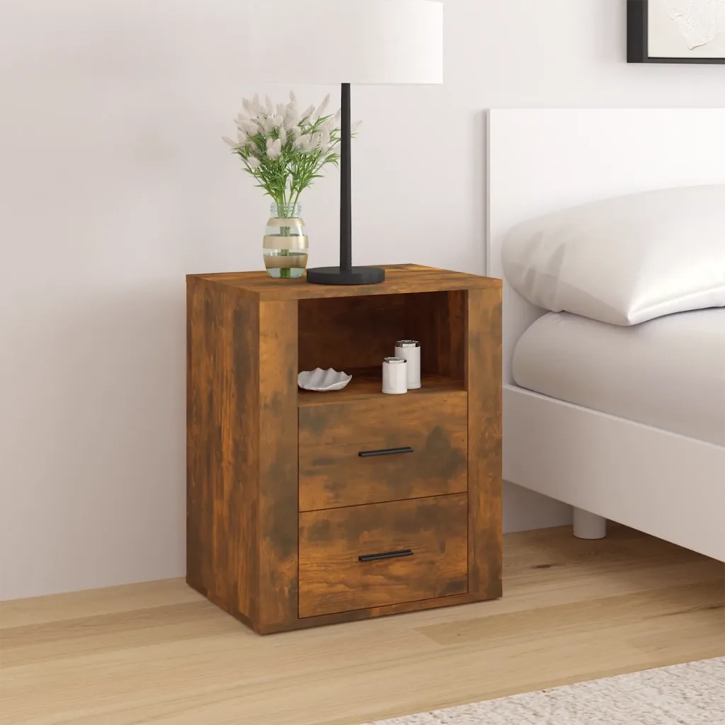 Comodino Rovere Fumo 50x36x60 cm Legno Multistrato 816733